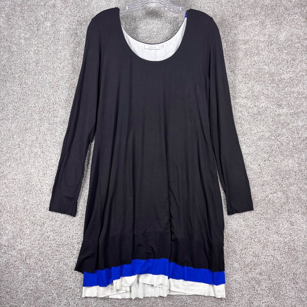 Ali & Jay Black Colorblock Layered Long Sleeve Scoop Neck Mini Dress Large